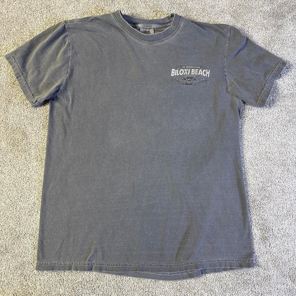 The Kraken Saloon Biloxi Beach Mississippi Faded Gray T-Shirt Medium